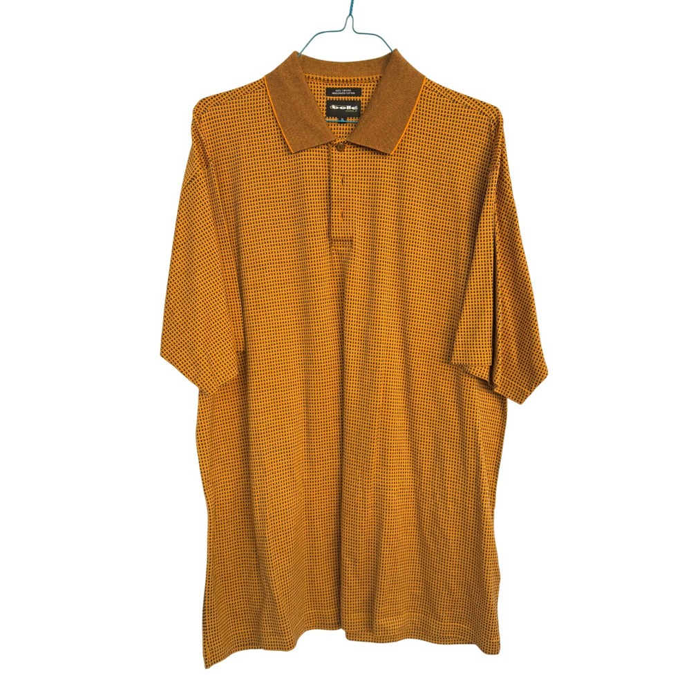 Bolle Golf Mens Polo‎ Shirt XL Yellow Black Check Mercerized Cotton NWOT